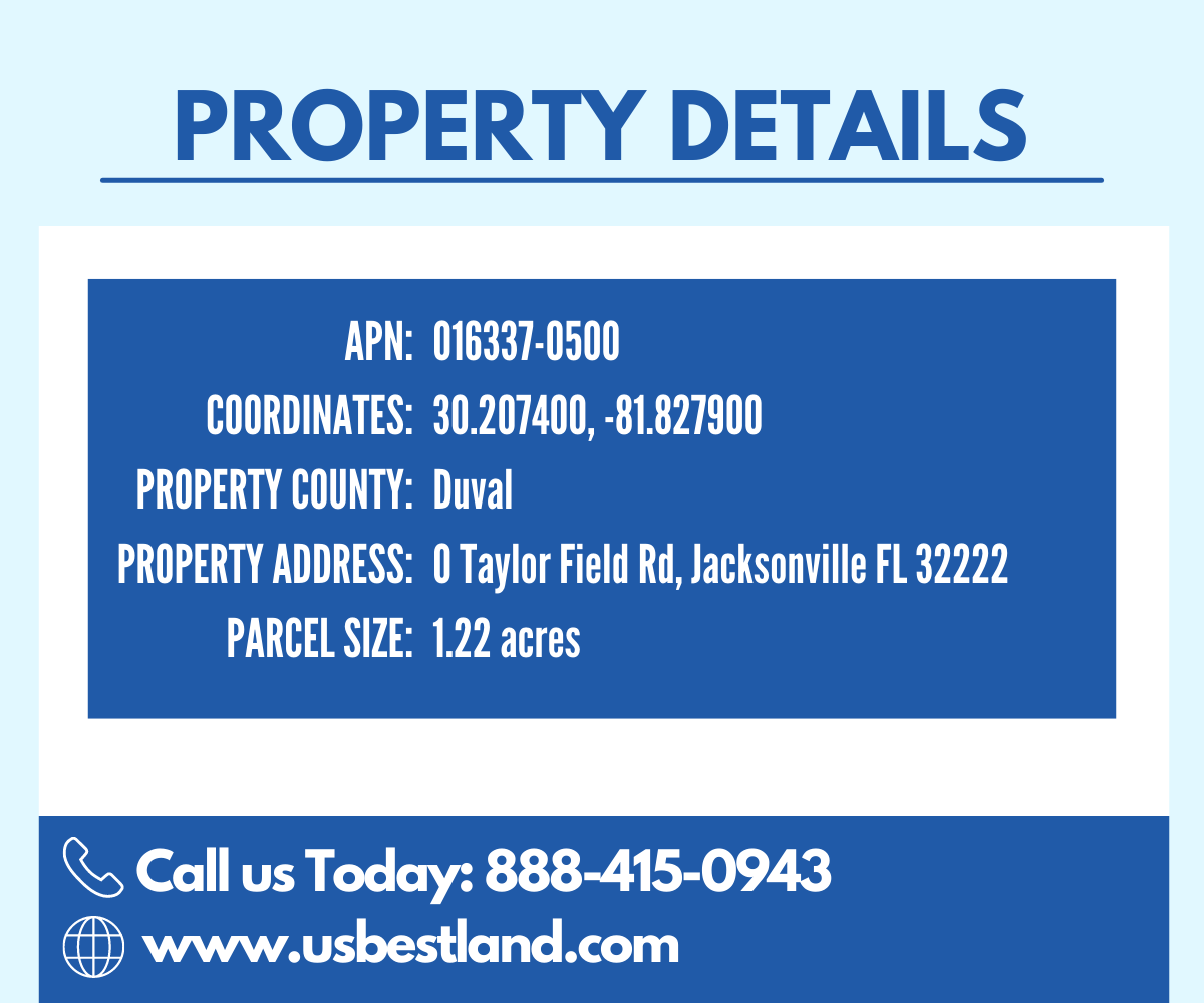 1.22 Acres Lot in Jacksonville, FL 168.31’ x 333.67’ Zoning allows